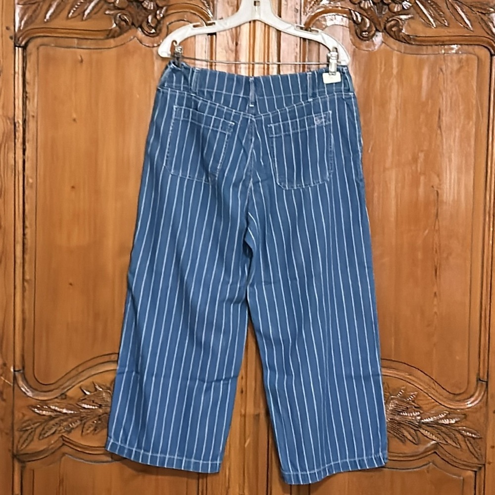 Seven 7 Wide Leg Crop Chambray Pinstripe Pant - Picture 2 of 5
